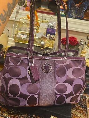 Coach Purple Signature Tote Bag